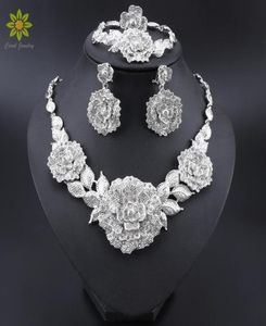 Squisito Dubai Set di gioielli in argento di colore Nigeriano Accessori per le donne da sposa Set di gioielli Perline africane Set di gioielli di costume8060524