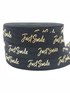 100 yards Gold Foil Just Printed Fold Over Elastic 15cm Black FOE Ribbon for Bracelet DIY Head wear Hair Accessories87173975449158