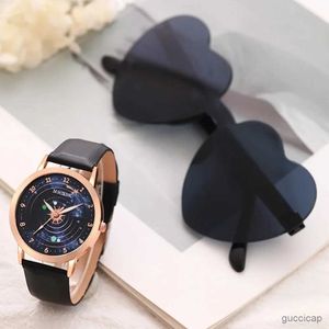 Outros relógios mulheres moda casual es coração óculos conjunto senhoras simples dial quartzo pulsos vestido relógio montre femme