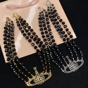 Black Pearl Beaded Neckor for Woman Diamond Necklace Luxury Designer Halsband presentkedja smycken