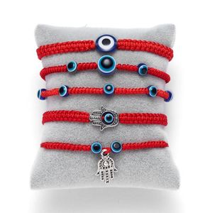 Lucky red string thread hamsa pingente pulseira azul turco mau olhado charme para mulheres homens feitos à mão amizade jóias presentes new9206494