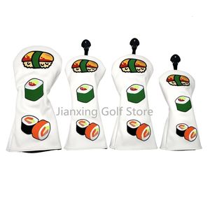 Golf Sushi pattern Head cover Driver Fairway Wood Head Covers Hybrid Head Covers Putter Cover Pu Leather 240127