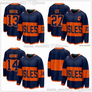 Costurado Navy 2024 Stadium Series Hockey Jerseys 13 Mathew Barzal 27 Anders Lee 14 Bo Horvat Masculino Feminino Juventude