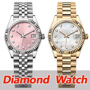 Luxury Watch Designer Watches High Quality 36/31mm Fashion Womens Watch Automatisk Mekanisk klocka Gold Band Diamond Rostfritt Steel Par's Mother With Box