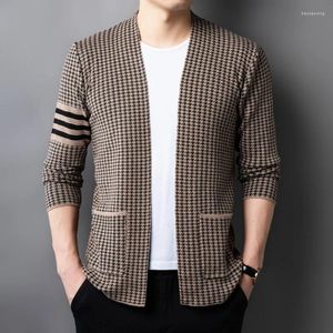 Men's Sweaters 2024 Fall And Winter Fashion Casual Knit Sweater Simple Trend Of Birds Check Hundred Matching Cardigan