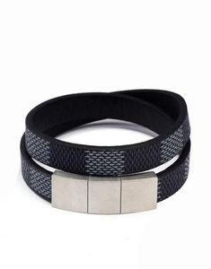 Manschett vintage breda armband rostfritt stål magnetiska äkta läder män armband för kvinnor smycken4844285