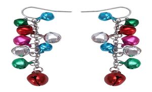 Multicolor Silver Tone Christmas Jingle Bells Dangle Earrings Chandelier6383799