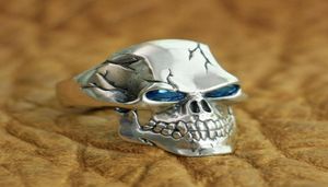 LINSION 925 Sterling Silber CZ Augen Totenkopf Ring Herren Biker Rock Punk Ring TA131 US Größe 7158883169