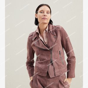 디자이너 여성 재킷 브루넬로 여자 재킷 스프링 스웨이드 패션 핑크 롱 슬리브 캐주얼 코트