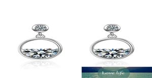 Fashion Shiny Cubic Zirconia Round Circle 925 Sterling Silver Ladies Stud Earrings Jewelry For Women No Fade Cheap Students Girl4794001