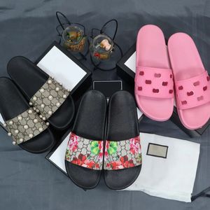 Designer Sandals ltaly Slippers paris New Rubber Slides Sandals Floral Brocade Women Men Slipper Flat Bottoms Flip Flops Womens Fashion Striped Beach Sandal US 5-11.5