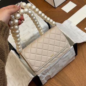 Large Pearl Chain Women Designer WOC Wallet Bag Multi Pochettes Gold Hardware 19x12cm Quilted Leather Card Holder Purse Luxury Cross Body Shoulder Handbag 3 Colors