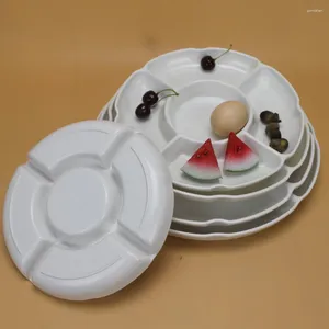 Dinnerware Sets Imitation Porcelain Melamine Tableware Sorting Tray Multi-grid Serving Plate Round Fruit Trays