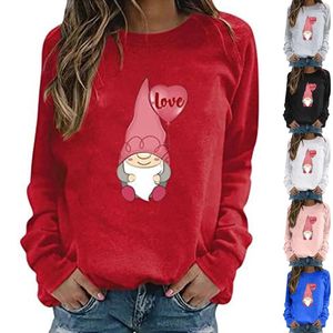 Women's Hoodies Round Neck Long Sleeve Valentine's Day Printed Hoodie Sweatshirt Fashionable Loose Top Alien Patch