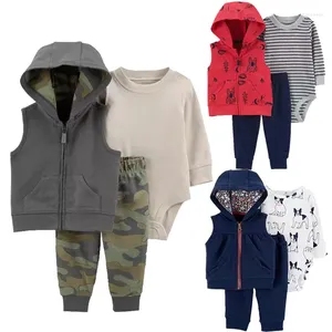 Clothing Sets Baby Girl Clothes Boy Autumn Outifts 2024 Babies Costume Toddler Long Sleeve Hooded Romper Pants 3pcs/set 6-24M