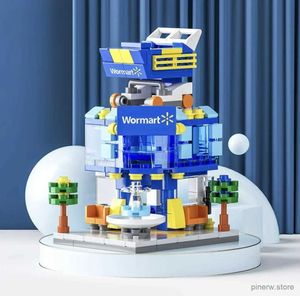 ブロックアーキテクチャストリートビューハウスビルディングブロックdiyミニシティストアモデルおもちゃのためのクリスマスギフト