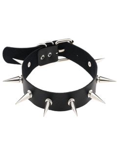 Whole Choker Jewelry European And American Nightclub PU Leather Necklace Rivet Spiked Collar Clavicle Chain Hip Hop Jewelry Ch6447647