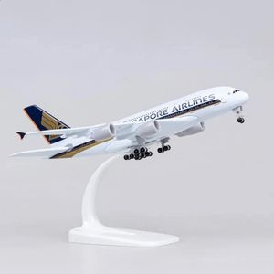 18 cm Diecast Metal Alloy Airplane Model Toy för A380 Singapore Airlines Aircraft Plane med landningsväxlar Toy for Collections 240201