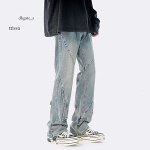 Loose Denim Men's Trendy American High Street Vibe Summer Oversize Micro Flashed szeroko proste spodnie dla mężczyzn