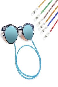 Färgglada pläterade 7Colors Small pärlkedjeglasögonhållare Silikon Antislip Gelglas i sladdar solglasögon halsband band accessoarer5815596