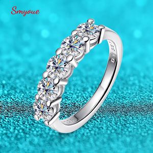 Smyoue White Gold D Color 4mm Ring for Women 15ct Stone Match Diamond Wedding Band Bride S925 Sterling Silver GRA 240130