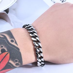 New retro stainless steel hand polished Cuban bracelet, fashionable and trendy hip-hop jewelry for men