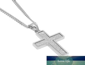 Ny Iced Sand Blast Pendant Charm för Women Gold Silver Color Cross Pendant Necklace Chain Men039S Hip Hop Jewelry6658448