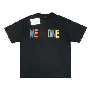 Camiseta masculina designer camisa estilo hip-hop y2k impressão de letras coloridas para homens e mulheres, mesmo estilo para casais