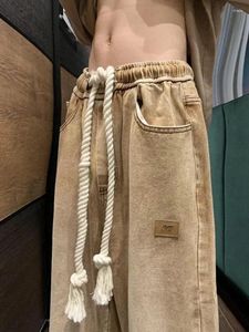 Jeans da uomo Pantaloni da cowboy da uomo neri con tasche Pantaloni dritti stile coreano Abiti autunnali larghi Moda Xs