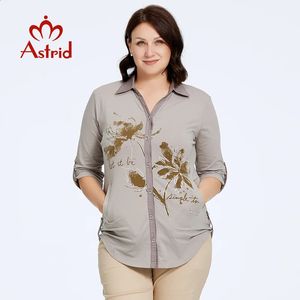Astrid Womens Shirt Blauses Elegant Office Clothing Plus Size Fashion Cotton Lapel Print Casual Shirt Women Topps Kvinna 240130