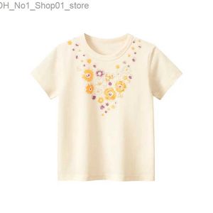 T-shirty 1-9t niemowlę gilrs flower t shirt maluch dzieci bawełniane letnie koszulki top ubrania krótkie rękawie dziecięce thirt strój Q240218