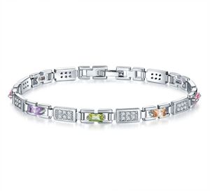 Mulheres pulseiras diamante cristal tênis pulseira brilhando jóias de luxo com caixa de presente prata menina zircão pulseira aniversário para frie1913512