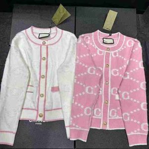 Kvinnors tröjor designer cardigan tröja för kvinnor rosa knapp upp skjorta klassisk g brev jacquard mode regelbunden avslappnad långärmad stickad jacka kvinnor kläder topp