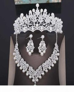Coroa de casamento de alta qualidade, peça de cabeça de noiva, pérola, tiara, joias, acessórios para cabelo feminino, conjunto de prata, grande concurso, coroa j192820341