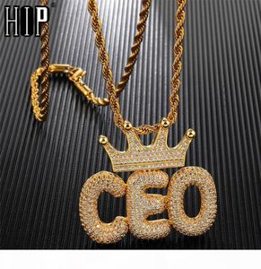 Hip Hop Iced Out Crown Bubble Letters Custom Name Cubic Zircon Chain Pendants Necklaces For Men Jewelry3330921