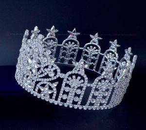 Skönhetstävling Hela runda CRWN: er österrikiska strass Kristallkvalitetssäkringsstjärnor Miss USA Crown Headwear High Grade Tiaras MO236096061