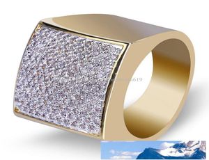 Hiphop CZ Pierścienie dla męskiego pełnego diamentu kwadratowego pierścienia hip hopowego złota wyplane biżuterii 8218371