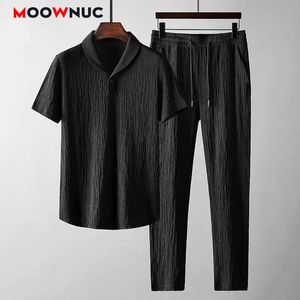 T-shirt Pantaloni Abbigliamento sportivo estivo Set casual da uomo Jogger Moda maschile Tute Asciugatura rapida Hombre MOOWNUC 240125