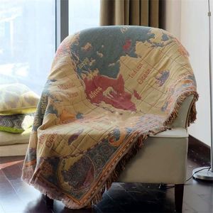 Mappa di navigazione vintage Coperta in cotone Copriletto Trapunta Pastorale di alta qualità Tappeto spesso Camera da letto Soggiorno Tappetino Feltri Arazzo 240119