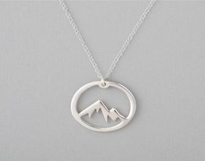 5st Simple Nature Snowy Mountain Necklace Circle Round Mountain Top Range Necklace Landscape Lover Camping Outdoor Halsband för 1777677