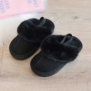 Slipper Child Cotton Slippers Fashion Solid Color Plush Girls Shoes Indoor Anti Slip Comfort Boys Warm Home 240409