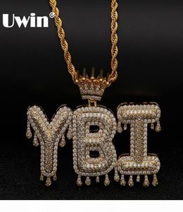 Uwin Crown Initial Letter Pendant Necklace Customzie Bubble Inledande bokstäver Guld Silver Rose Gold Color Words Namn OEM Link J190714993861