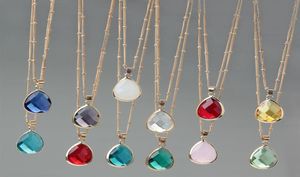 12 Colors Birthstone Natural Stone Water Drop Pendant Necklace Druzy Quartz Gem Stone Crystal DIY Charm Necklace Women Jewelry6780601