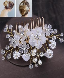 Ny ankomst Fairy Floral Bridal Hair Comb Clear Crystal Handmased Wedding Party Prom Hair Decorations Smycken Tillbehör Huvudstycke H2823601