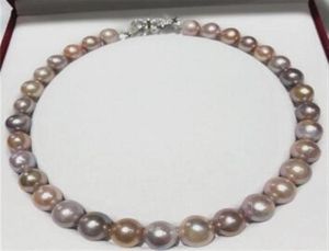 NUOVA perla nucleare coltivata d'acqua dolce multicolore barocca naturale 1315mm Edison Bella collana Bowknot con chiusura 18 212n2445040