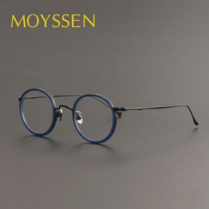 Japão marca de luxo artesanal kmn139 masculino clássico retro redondo quadro óculos lentes ópticas miopia 240119