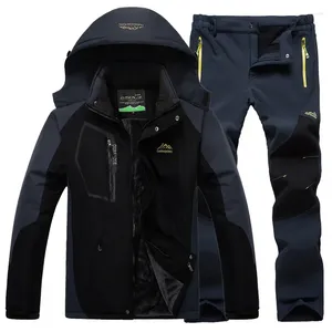 Fatos de treino masculino terno de esqui para homens à prova de vento à prova dwindproof água calor jaqueta calças roupas de neve inverno esqui snowboard jaquetas conjuntos