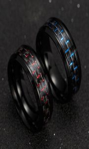 Black Carbon Fiber Mens Cool Rings rostfritt stål MAN039S Fashion Red Blue Ring Anel Masculino Jewelry5011440