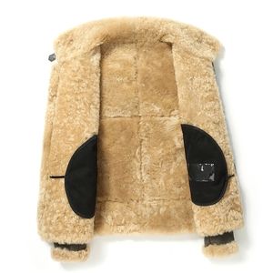 Mens Fur Jacket Winter Warm Thick Wool Coat High Quality Fabric 240201