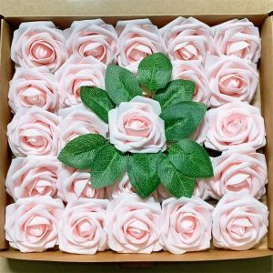 25Pcs Artificial Rose Flowers Foam Fake Faux Flowers Roses for DIY Wedding Bouquets Party Home Decor Garden Decoration